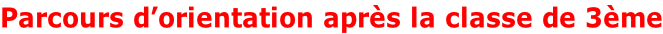 Parcours d’orientation après la classe de 3ème